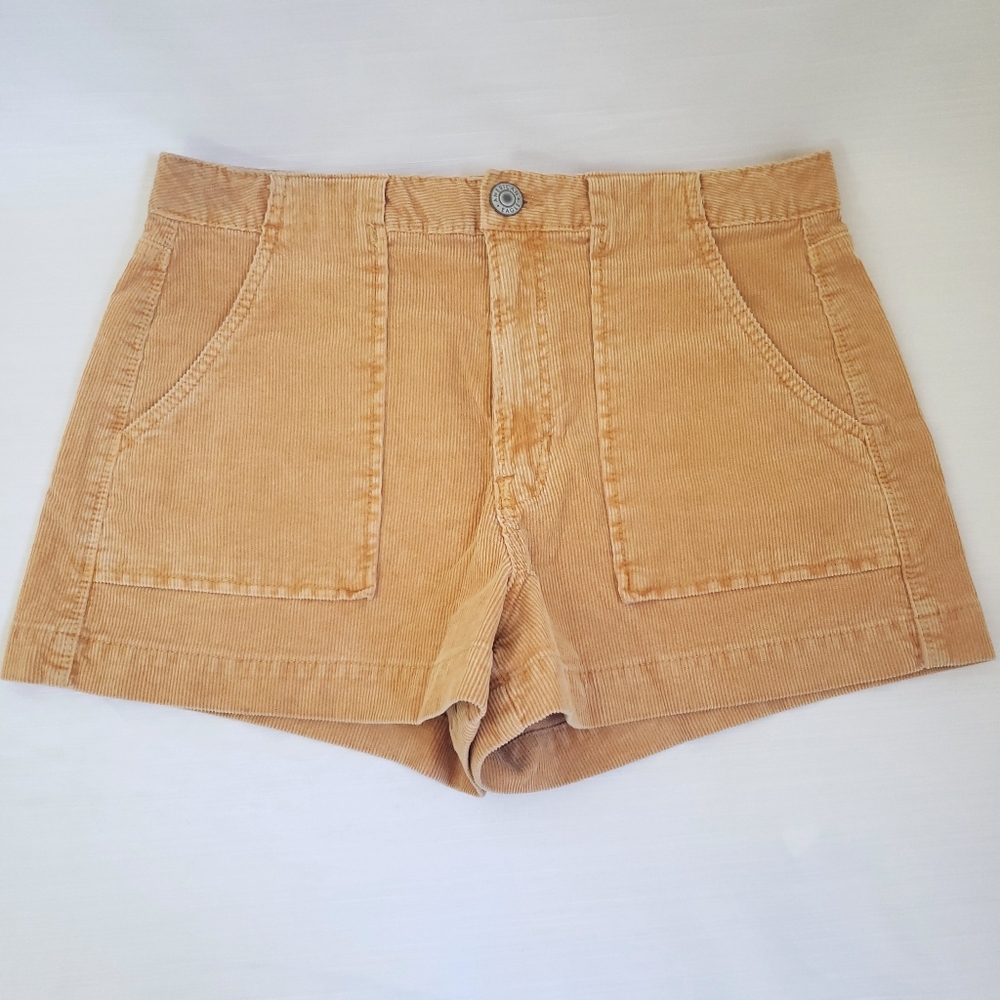 American Eagle Super Stretch Mustard Yellow High Rise Corduroy Shorts Size 8